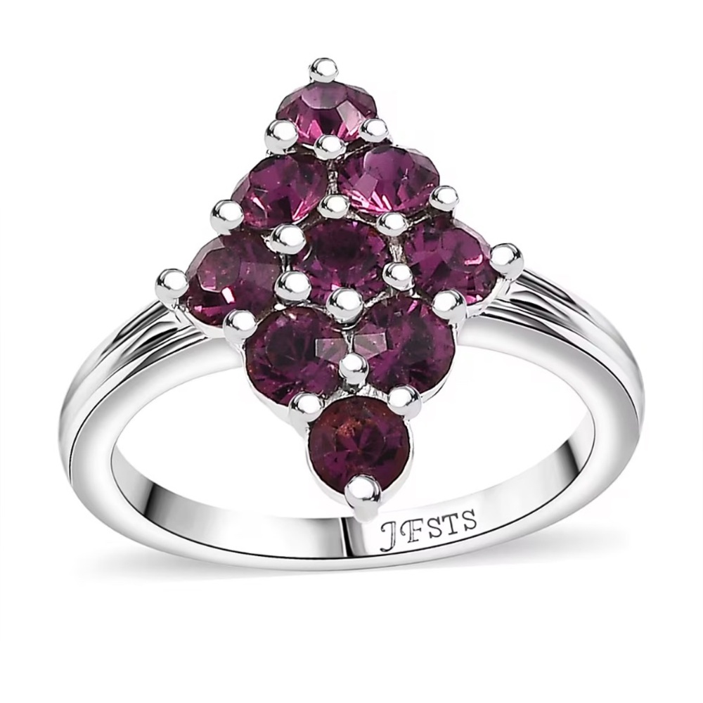 J Francis Embellished with Foilback Amethyst Crystal by Swarovski Ring Size 7